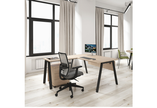 Стол рабочий с боковой приставкой Сильвана, цвет светлый дуб