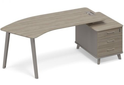 Стол эргономичный на тумбе малой правый (тип 5) Види Металл, цвет мокко + вяз