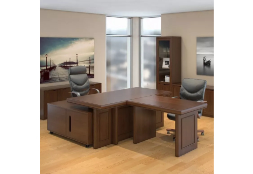 Стол с брифинг-приставкой Север, цвет темный орех