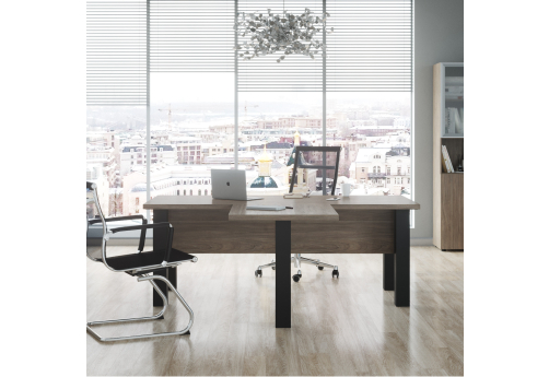 Стол директора с брифинг-приставкой Платан, цвет мебели - вяз
