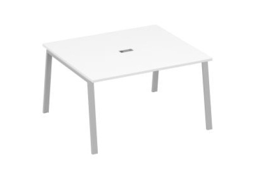 Стол для переговоров Мира Трио, цвет белый премиум + серый