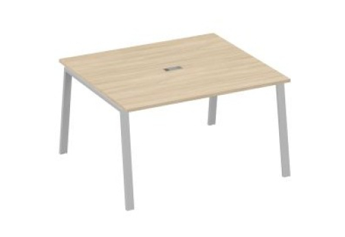 Стол для переговоров Мира Трио, цвет дуб скандинавский + серый