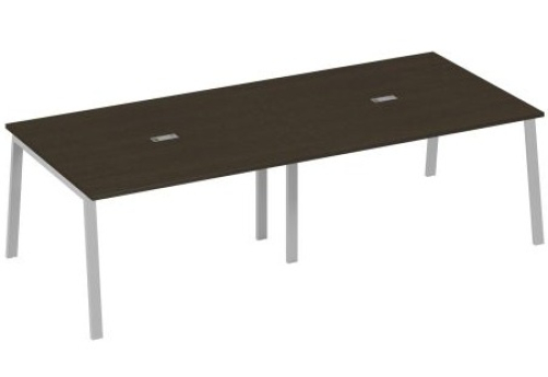 Стол для переговоров Мира Трио, цвет венге + серый