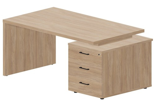 Стол на опорной тумбе (правый) Эльберт, цвет светлый дуб