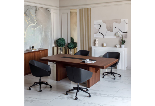 Стол для переговоров Сопрано, цвет орех Италия + черный