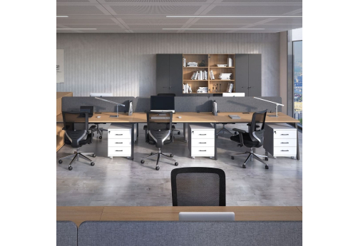 Рабочая станция на 6 мест с А-образными опорами Франклин Персонал, цвет дуб