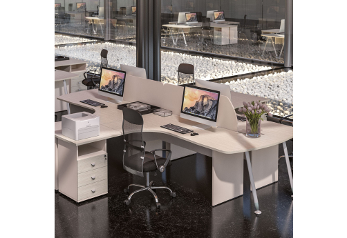 Рабочая станция на 4 человека Джерси, цвет дуб