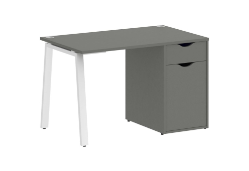 Стол письменный с тумбой, цвет металлик + белый