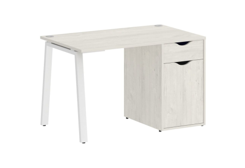 Стол письменный с тумбой, цвет дуб наварра + белый