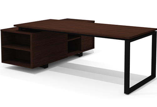 Стол руководителя на опорной тумбе правый Некста Директ, цвет венге + черный