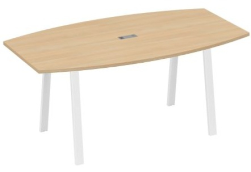 Стол для переговоров Мира Трио, цвет натуральный дуб + белый