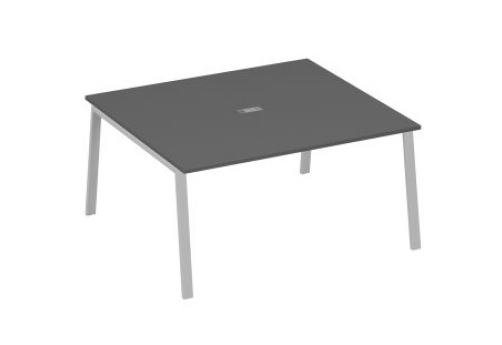 Стол для переговоров Мира Трио, цвет антрацит премиум + серый