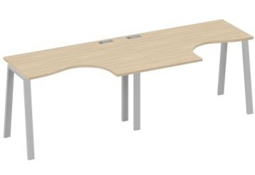 Рабочая станция эргономичная 2х120 Мира Трио, цвет дуб скандинавский + серый