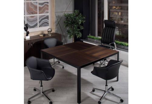 Стол письменный/переговорный Диорус, цвет эвкалипт темный + черный