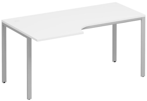 Стол эргономичный левый на металлокаркасе Прайм Металл 25, цвет белый + серый