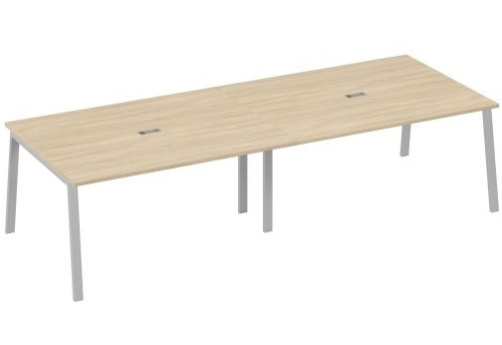 Стол для переговоров Мира Трио, цвет дуб скандинавский + серый