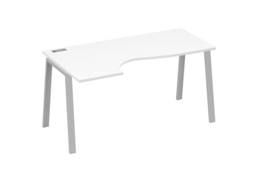 Стол эргономичный левый 160 Мира Трио, цвет белый премиум + серый