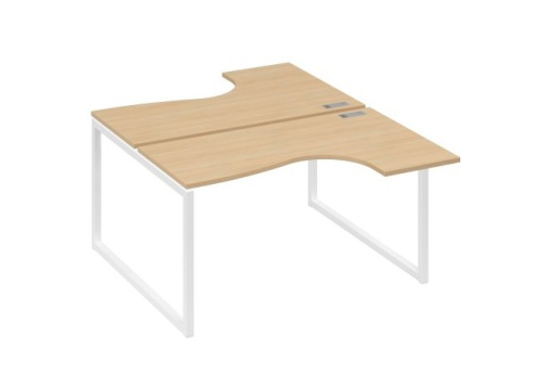 Рабочая станция эргономичная (2х140) Мира Одри, цвет натуральный дуб + белый