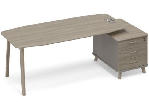 Стол руководителя на малой опорной тумбе правый (тип 2) Види Вуд, цвет мокко + вяз