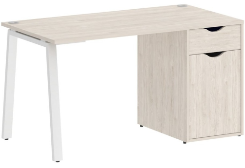 Стол письменный с тумбой, цвет денвер светлый + белый