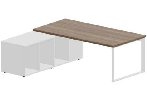 Стол на опорной сервисной тумбе (левый) Марко, цвет орех + белый + белый