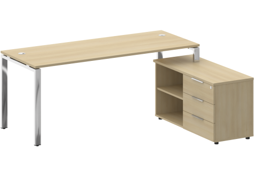 Стол руководителя с опорной тумбой правый, цвет акация