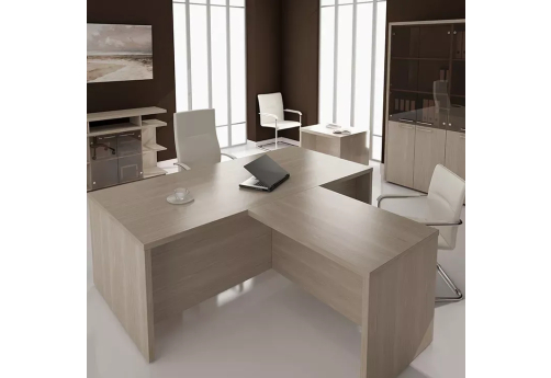 Стол руководителя с брифинг-приставкой Асти, цвет шамони светлый