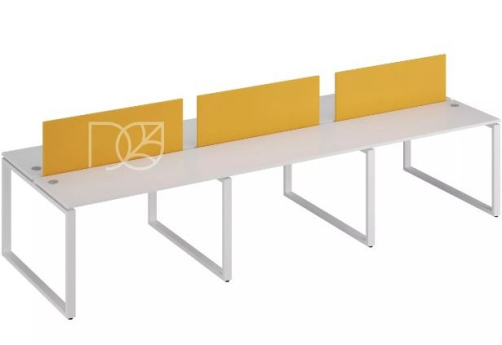 Стол на 6 рабочих мест, цвет белый