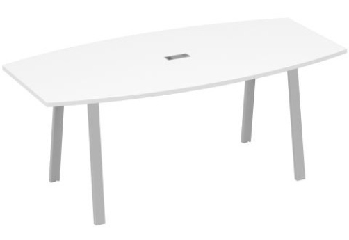 Стол для переговоров Мира Трио, цвет белый премиум + серый