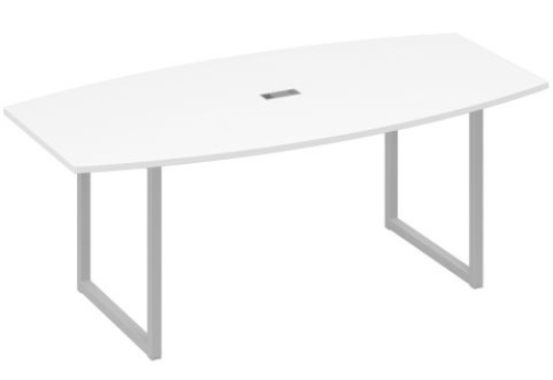 Стол для переговоров фигурный Мира Одри, цвет белый премиум + серый