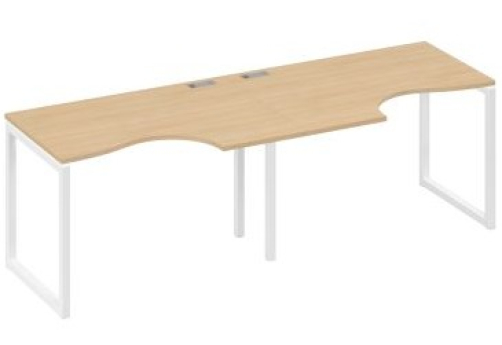 Рабочая станция эргономичная (2х120) Мира Одри, цвет натуральный дуб + белый