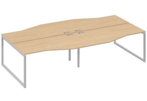 Рабочая станция эргономичная (4х160) Мира Одри, цвет натуральный дуб + серый