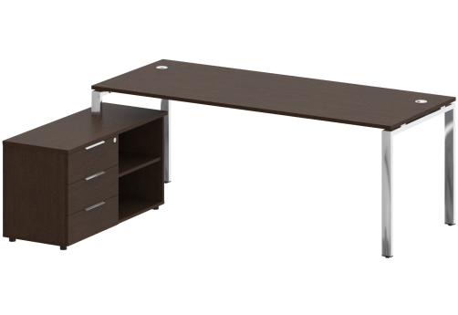 Стол руководителя с опорной тумбой левый, цвет венге