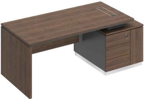 Стол руководителя на опорной тумбе (опора ДСП) Римини Т, цвет дуб темный + антрацит + дуб темный
