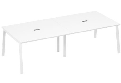 Стол для переговоров Мира Трио, цвет белый премиум + белый
