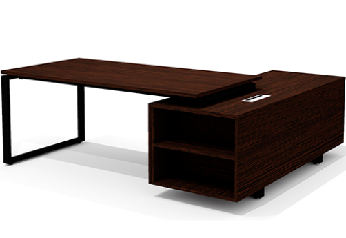 Стол руководителя на опорной тумбе левый Некста Директ, цвет венге + черный