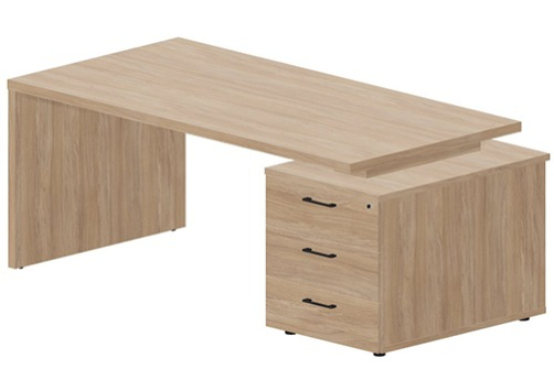 Стол на опорной тумбе (правый) Эльберт, цвет светлый дуб