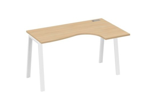 Стол эргономичный правый Мира Трио, цвет натуральный дуб + белый