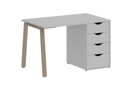 Стол письменный с тумбой 4 ящика, цвет серый + мокко