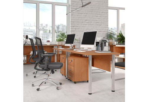 Рабочая станция на 2 человека Тарли Хром, цвет ольха