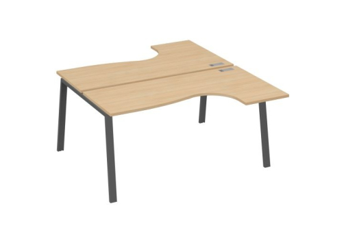Рабочая станция эргономичная 2х160 Мира Трио, цвет натуральный дуб + антрацит