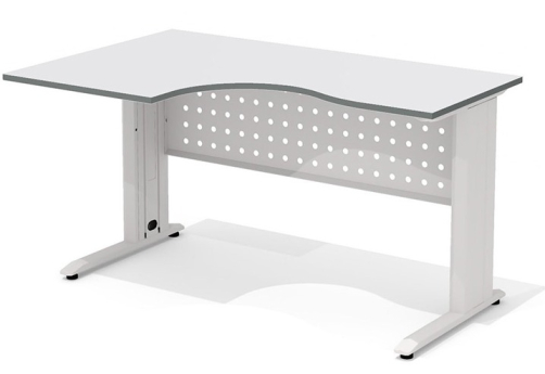 Стол эргономичный на металлокаркасе левый Колибри, цвет светло-серый