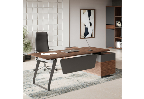 Стол на опорной тумбе левый Каприо, цвет орех