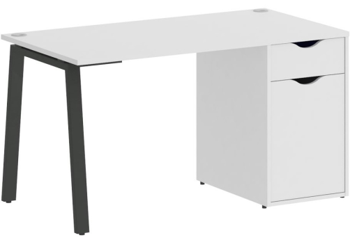 Стол письменный с тумбой, цвет белый + антрацит