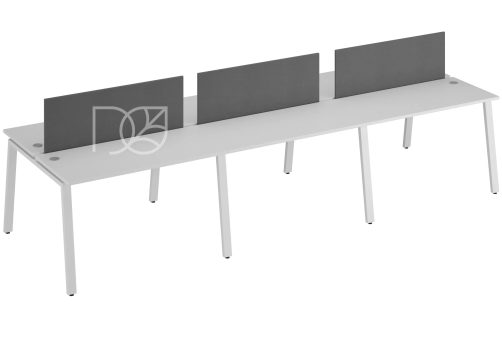 Стол на 6 рабочих мест (с просветом), цвет белый