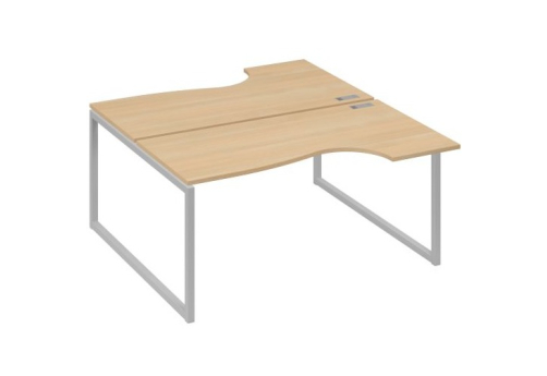 Рабочая станция эргономичная (2х160) Мира Одри, цвет натуральный дуб + серый