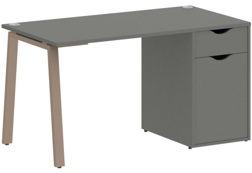 Стол письменный с тумбой, цвет металлик + мокко