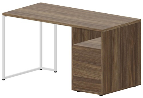 Стол на опорной тумбе правый Мейлон, цвет орех