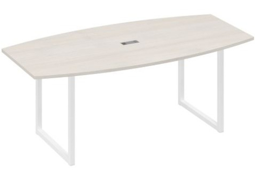 Стол для переговоров фигурный Мира Одри, цвет дуб шамони + белый