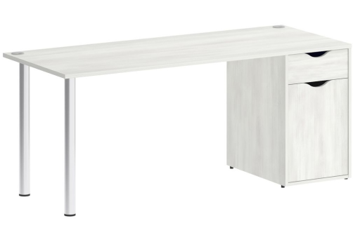Стол письменный с тумбой, цвет белое дерево
